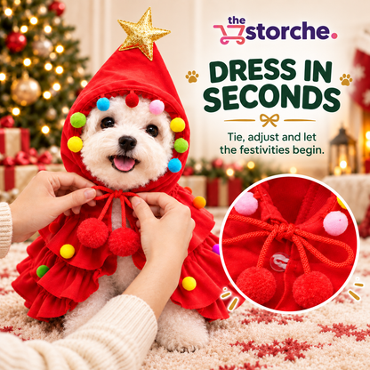 Festive Christmas Tree Dog Costume - Stays Put for Photos