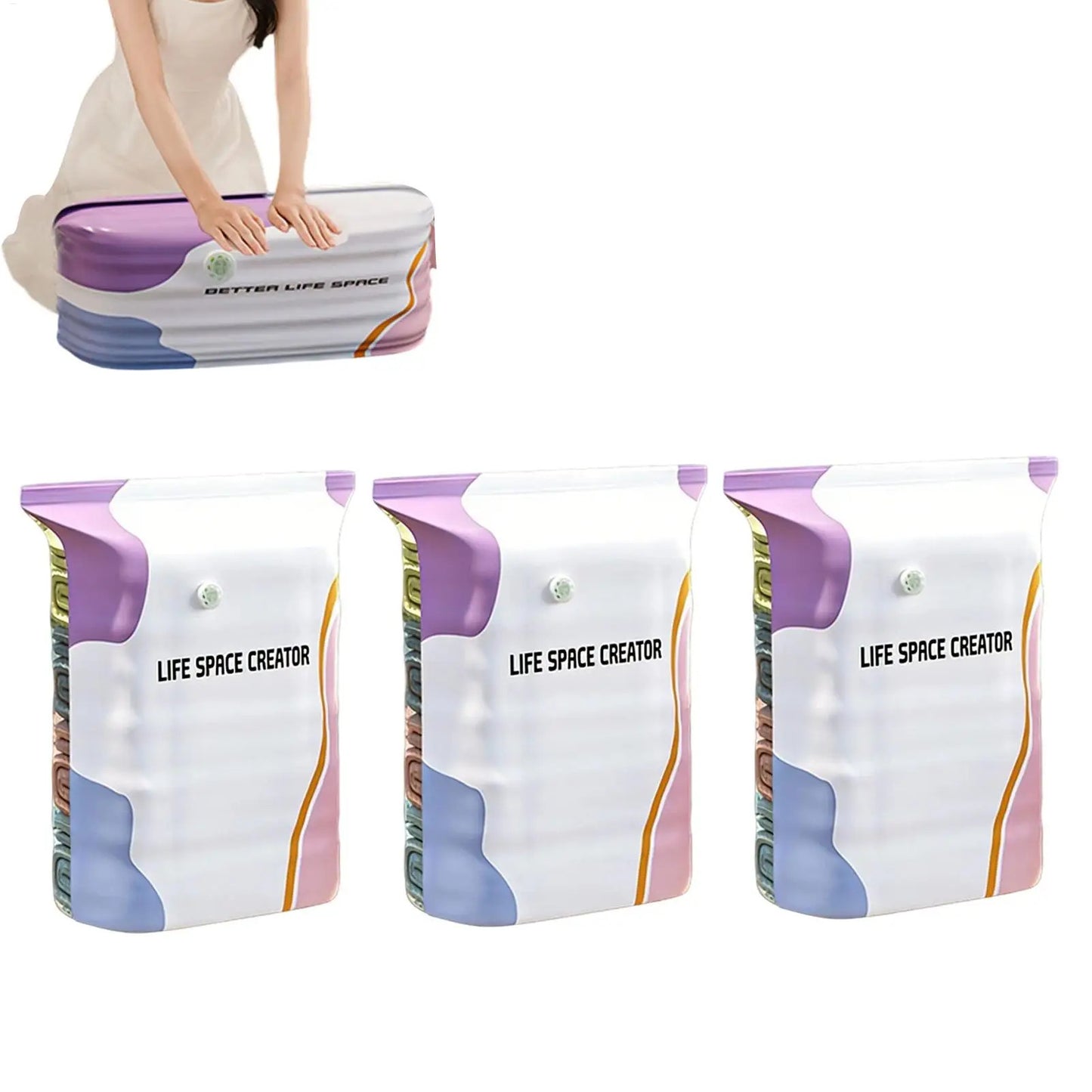 3-Pack Vacuum Compression Storage Bags for Closets & Travel