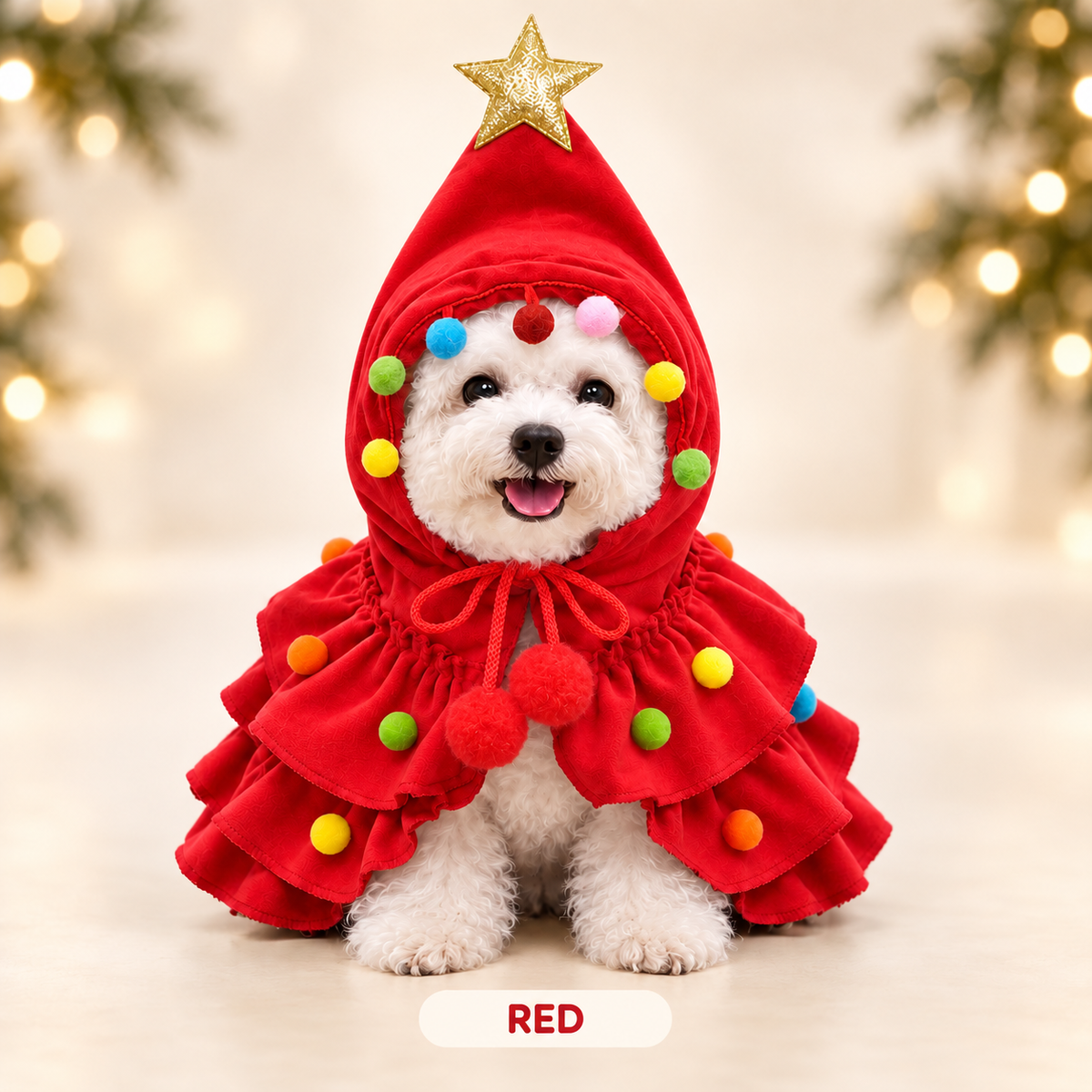 Festive Christmas Tree Dog Costume - Stays Put for Photos