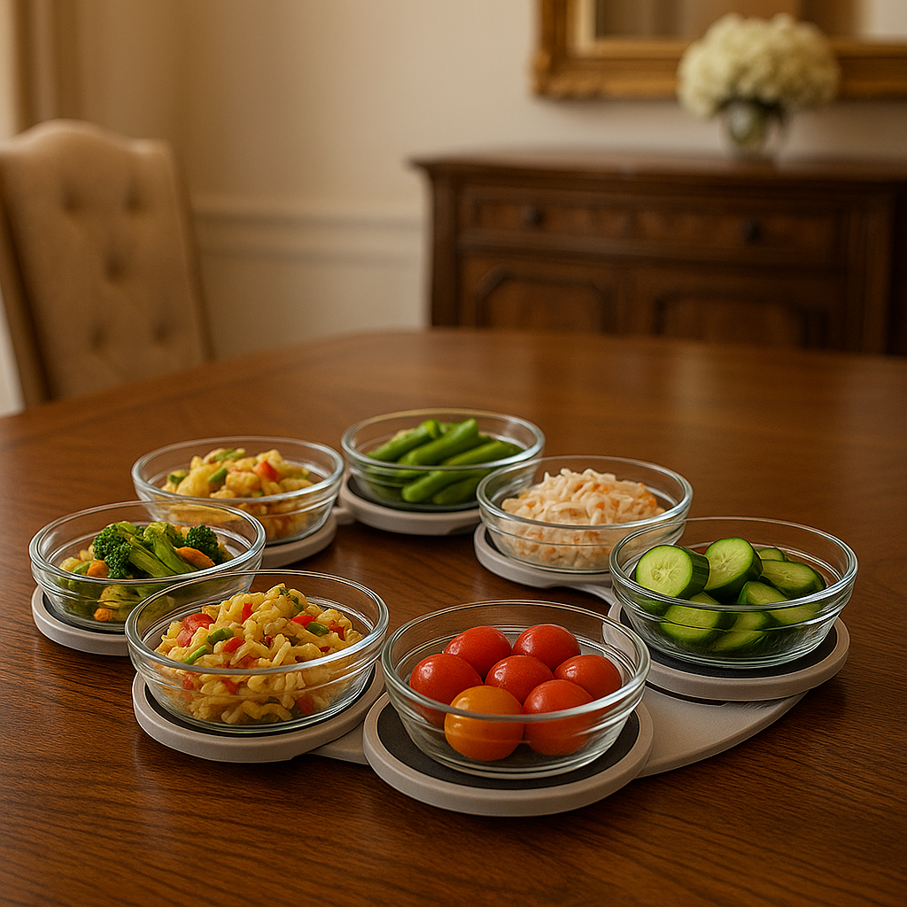 Expandable 8-Piece Rotating Serving Tray for Any Table