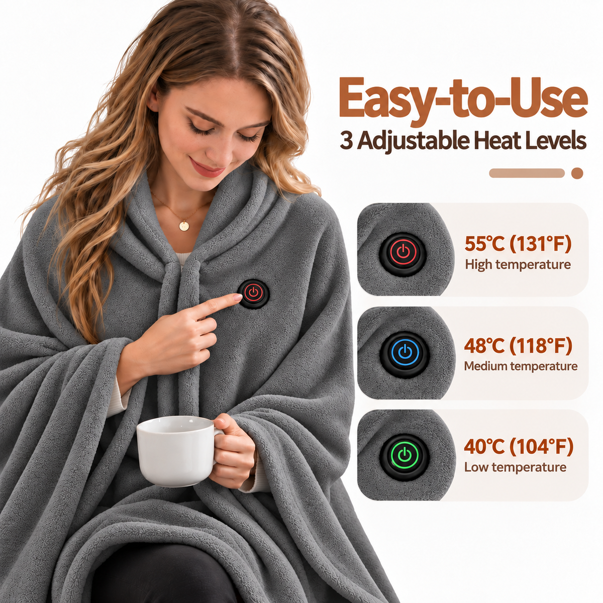 CozyHeat Wrap Blanket - Heated Comfort with Free Hands