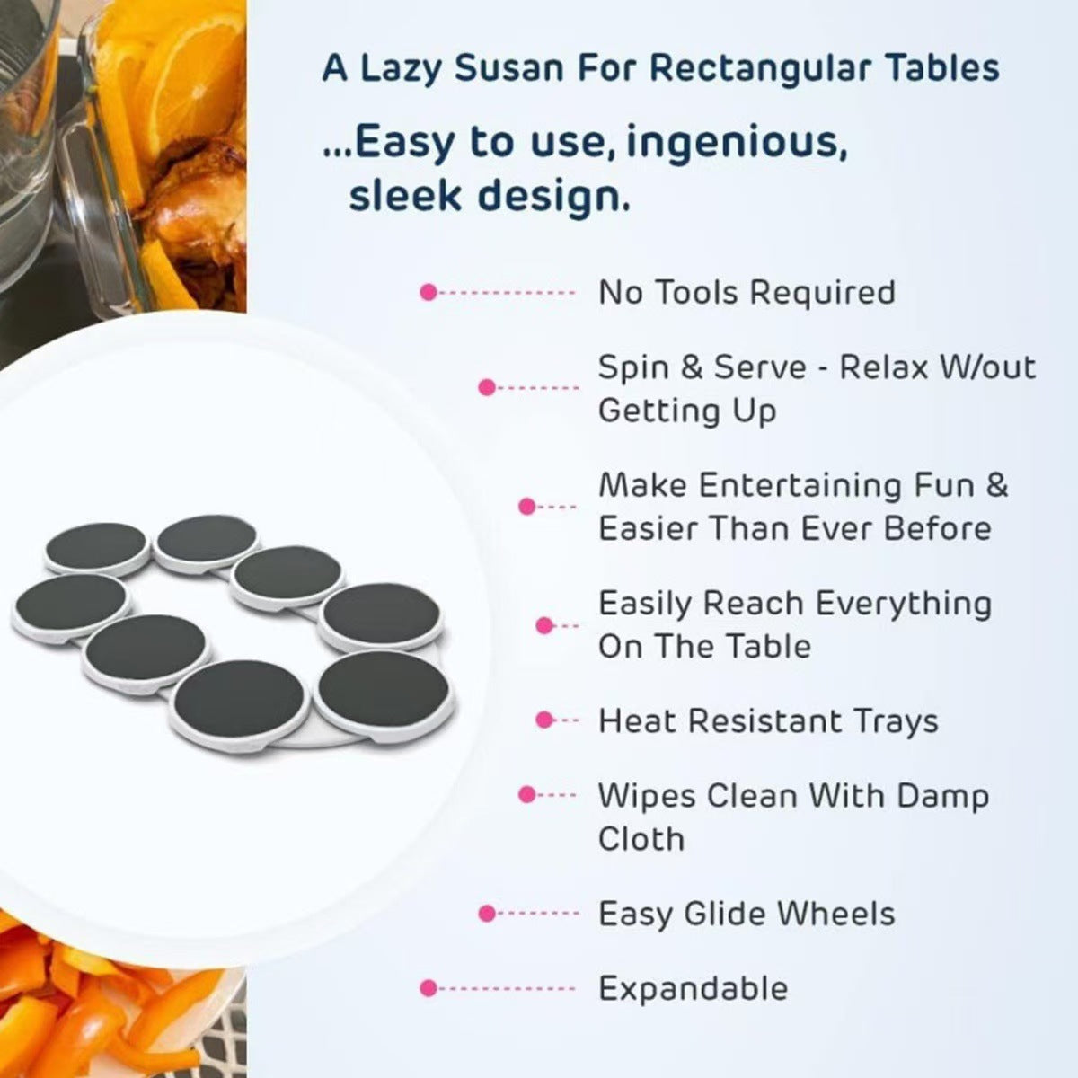 Expandable 8-Piece Rotating Serving Tray for Any Table