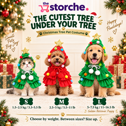 Festive Christmas Tree Dog Costume - Stays Put for Photos