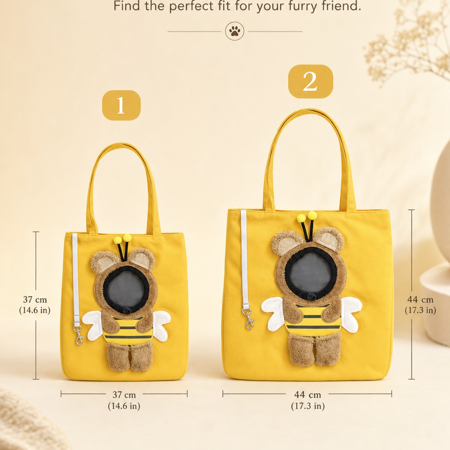 Bee Print Pet Tote Bag - Cozy Carrier for Small Dogs & Cats