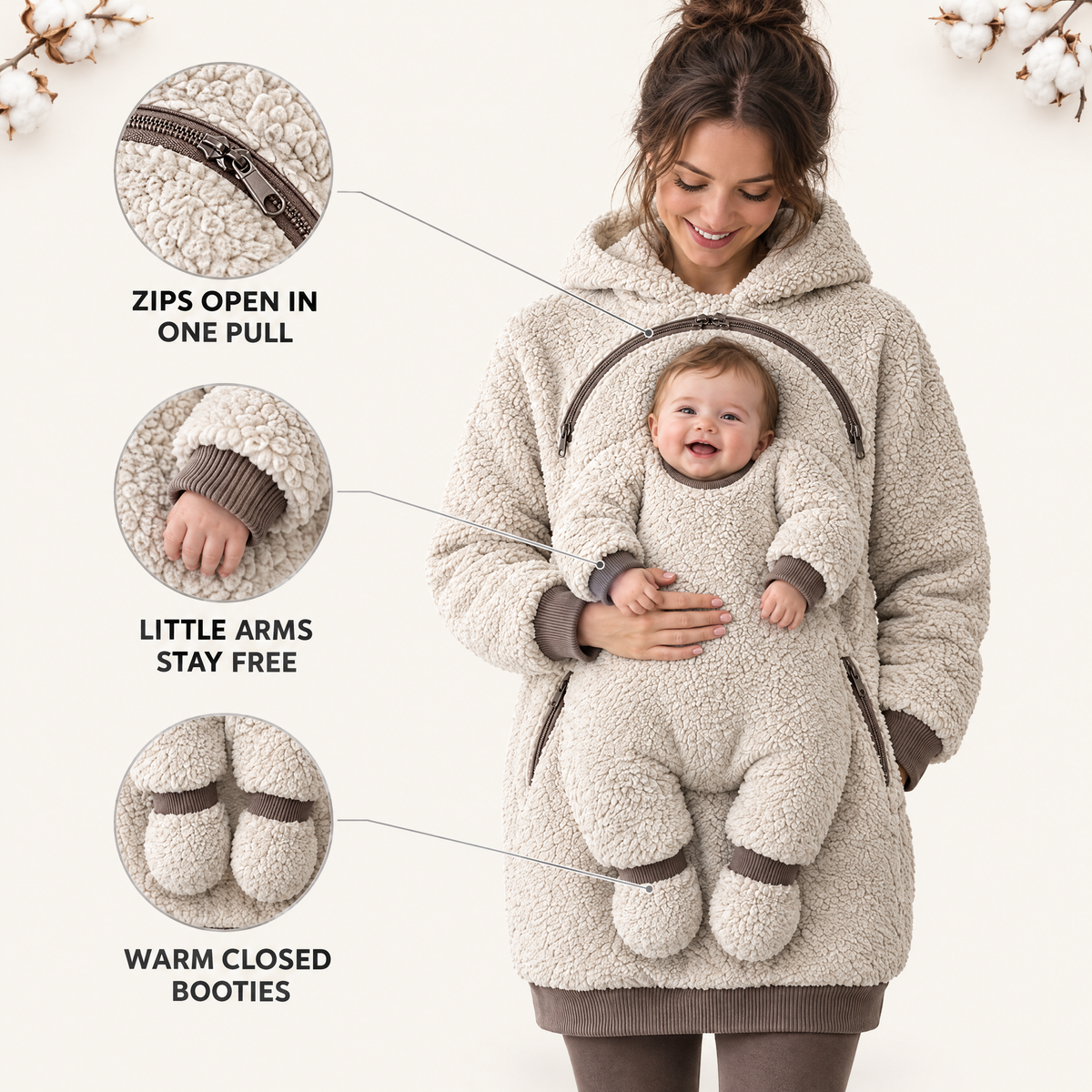 CozyNest Mom & Baby Hoodie for Warm, Close Carrying